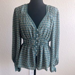 Max Studio Green/Yellow Spots Blouse